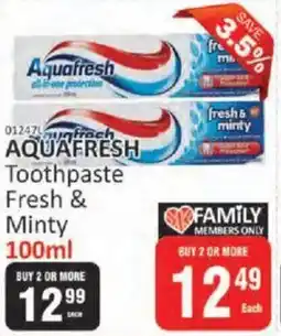 KitKat Cash and Carry AQUAFRESH Toothpaste Fresh & Minty offer