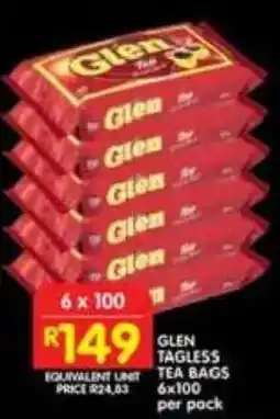 Shoprite Glen tagless tea bags offer