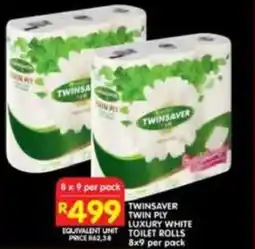Shoprite Twinsaver twin ply luxury white toilet rolls offer