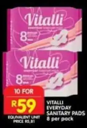 Shoprite Vitalli everyday sanitary pads offer