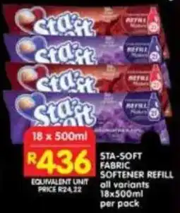 Shoprite Sta-soft fabric softener refill all variants offer