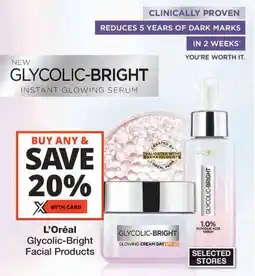 Checkers L'Oréal Glycolic-Bright Facial Products offer