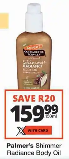 Checkers Palmer's Shimmer Radiance Body Oil offer