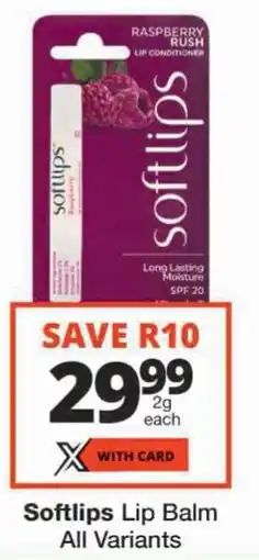 Checkers Softlips Lip Balm All Variants offer