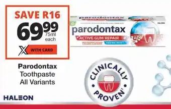 Checkers Parodontax Toothpaste All Variants offer