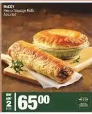 Spar McCoy Pies or Sausage Rolls offer