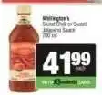 Spar Wellington's Sweet Chilli or Sweet Jalapeno Sauce offer