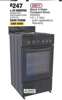 OK Furniture Defy Black 4-Plate Compact Stove DSS554 offer
