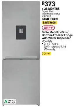 OK Furniture DEFY Satin Metallic-Finish Bottom-Freezer Fridge with Water Dispenser DAC627 offer