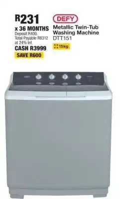 OK Furniture Defy Metallic Twin-Tub Washing Machine DTT151 offer