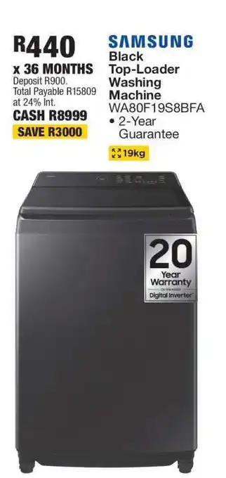 OK Furniture Samsung Black Top-Loader Washing Machine WA80F19S8BFA offer