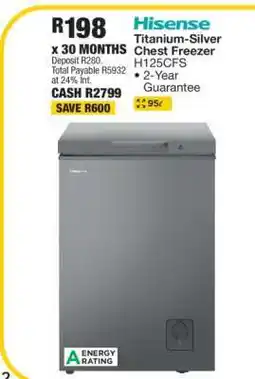 OK Furniture Hisense Titanium-Silver Chest Freezer H125CFS offer