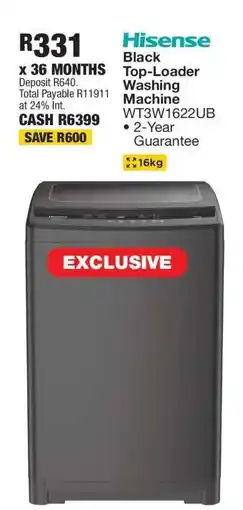 OK Furniture Hisense Black Top-Loader Washing Machine offer