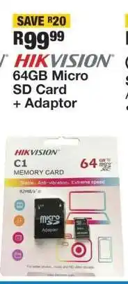 OK Furniture HIKVISION 64GB Micro SD Card + Adaptor offer
