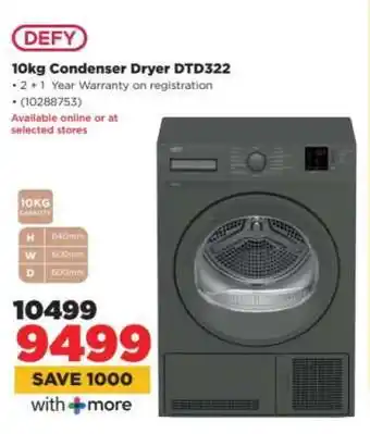 HiFi Corp DEFY 10kg Condenser Dryer DTD322 offer