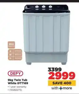 HiFi Corp DEFY 9KG Twin Tub White DTT169 offer