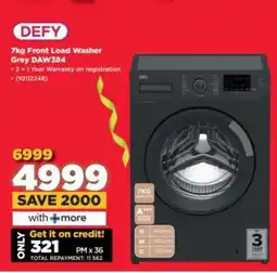 HiFi Corp DEFY 7kg Front Load Washer Grey DAW384 offer