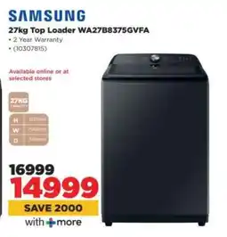HiFi Corp Samsung 27kg Top Loader WA27B8375GVFA offer