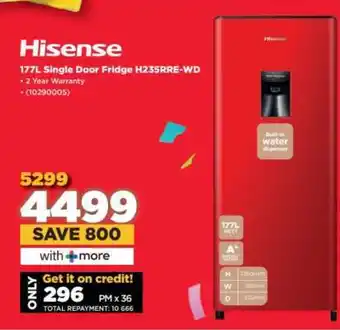 HiFi Corp Hisense 177L Single Door Fridge H235RRE-WD offer