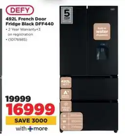 HiFi Corp DEFY 492L French Door Fridge Black DFF440 offer