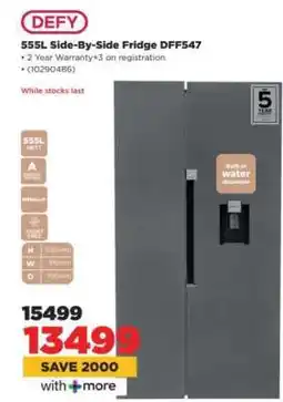 HiFi Corp DEFY 555L Side-By-Side Fridge DFF547 offer