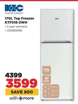 HiFi Corp KIC 170L Top Freezer KTF518-2WH offer