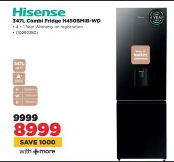 HiFi Corp Hisense 347L Combi Fridge H450BMIB-WD offer