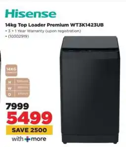 HiFi Corp Hisense 14kg Top Loader Premium WT3K1423UB offer