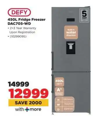 HiFi Corp DEFY 450L Fridge Freezer DAC705-WD offer