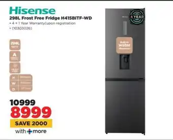 HiFi Corp Hisense 298L Frost Free Fridge H415BITF-WD offer