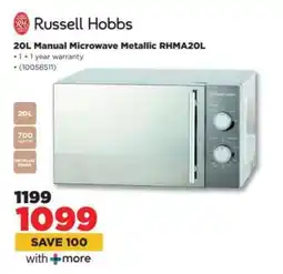 HiFi Corp Russell Hobbs 20L Manual Microwave Metallic RHMA20L offer