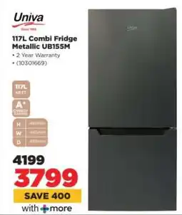 HiFi Corp Univa 117L Combi Fridge Metallic UB155M offer