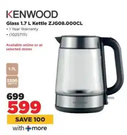 HiFi Corp KENWOOD Glass 1.7 L Kettle ZJG08.000CL offer