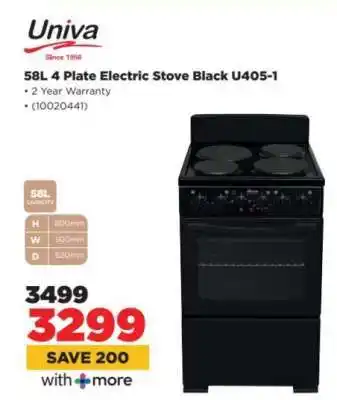 HiFi Corp Univa 58L 4 Plate Electric Stove Black U405-1 offer