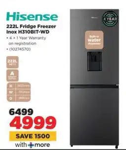 HiFi Corp Hisense 222L Fridge Freezer Inox H310BIT-WD offer