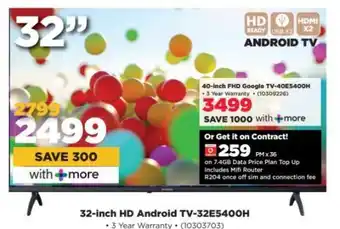HiFi Corp 32-inch HD Android TV-32E5400H offer