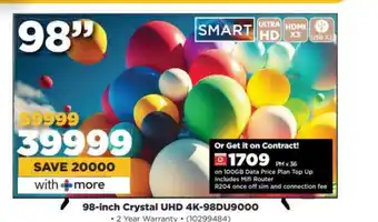 HiFi Corp 98-inch Crystal UHD 4K-98DU9000 offer