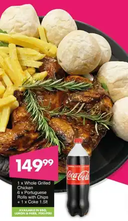 Save Hyper Whole Grilled Chicken + Portuguese Rolls with Chips + Coke offer