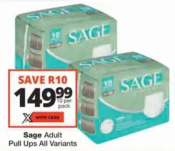 Checkers Sage Adult Pull Ups All Variants offer