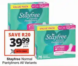 Checkers Stayfree Normal Pantyliners All Variants offer