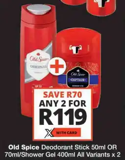 Checkers Old Spice Deodorant Stick/ Shower Gel All Variants offer