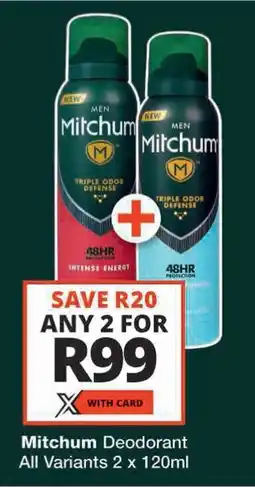 Checkers Mitchum Deodorant All Variants offer