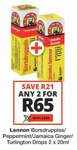Checkers Lennon Borsdrupples/ Peppermint/ Jamaica Ginger/ Turlington Drops offer