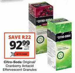 Checkers Citro-Soda Original/ Cranberry Antacid Effervescent Granules offer