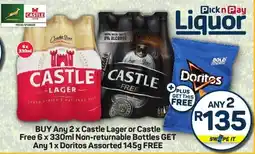 Pick n Pay Hypermarket Castle Lager or Castle Free offer