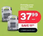 PEP Eveready Power Plus AA Or AAA Battries (4's Pack)-Each offer
