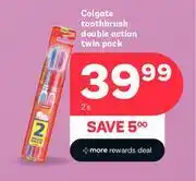 PEP Colgate Toothbrush Double Action Twin Pack-2's Pack offer