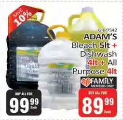 KitKat Cash and Carry ADAM's Bleach 5lt + Dishwash 4lt + All Purpose 4lt offer