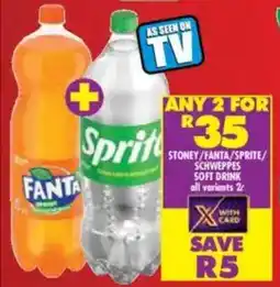 Shoprite Stoney/ fanta/ sprite/ schweppes soft drink offer
