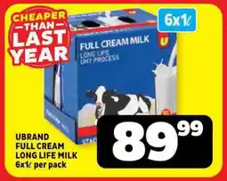 Usave Ubrand full cream long life milk offer